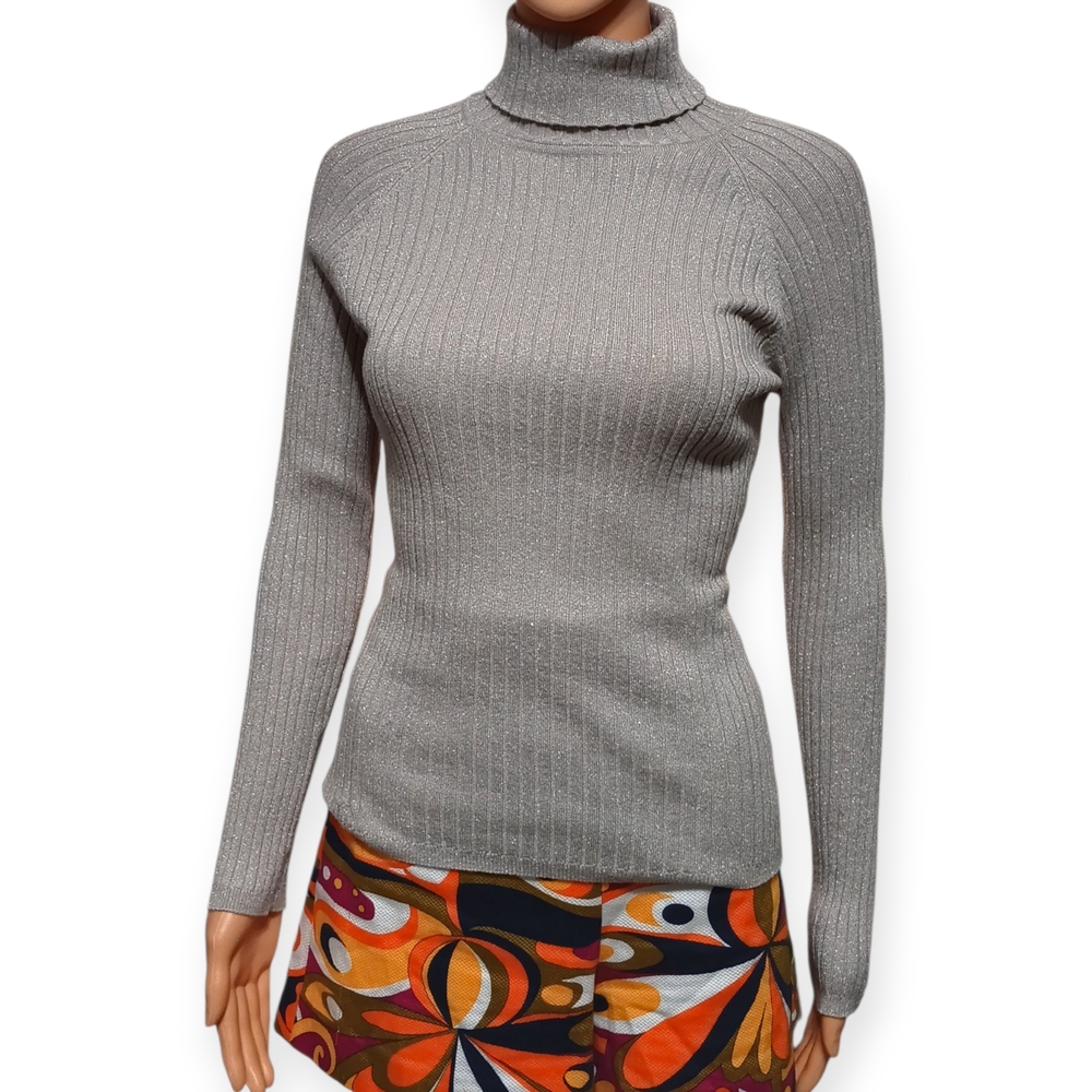 INC International Concepts Silver Ribbed Turtleneck Sweater